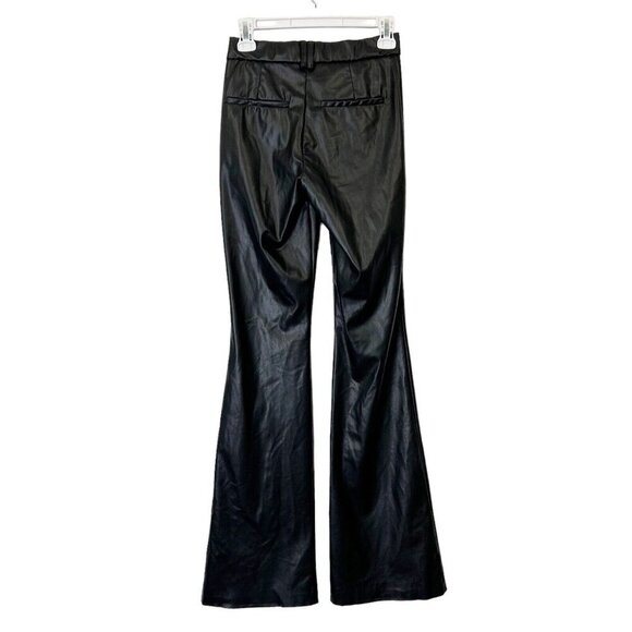 Zara Faux Leather Flare Pants Womens Size XS Black - Picture 2 of 10